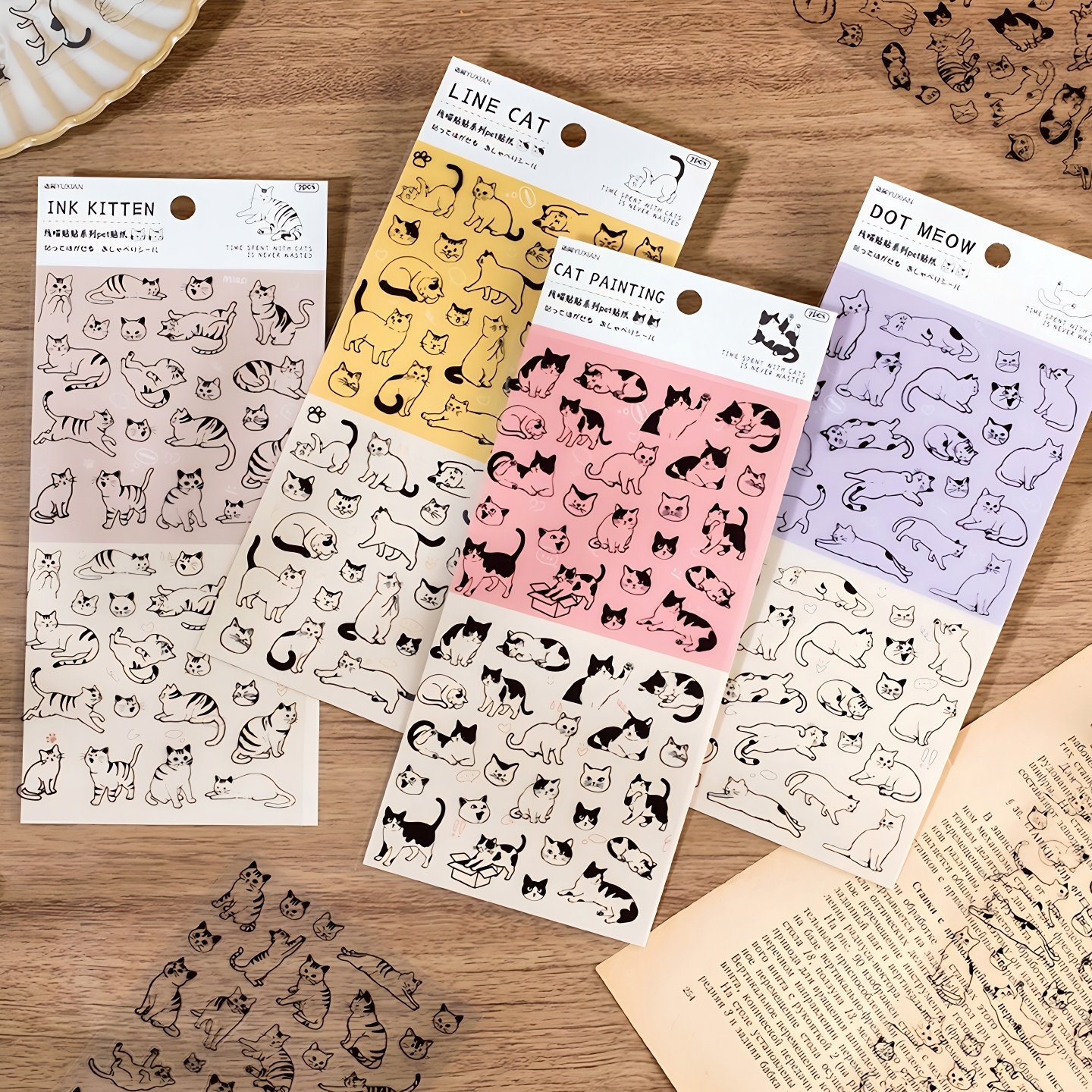 语闲线喵贴贴pet手帐贴纸透明防水可爱卡通猫猫日记装饰手账贴画,文具电教/文化用品/商务用品,贴纸/立体贴纸,淘宝优惠券,粉丝福利购,淘宝优惠卷