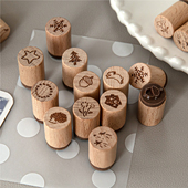 陌墨小森林榉木印章创意森系手绘图案手帐日常基础元 饰印画 素装