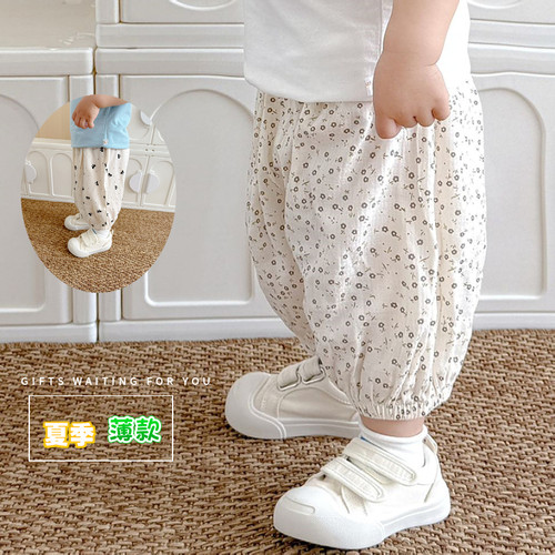 韩版女宝宝夏季中裤薄款7分裤子纯棉宽松灯笼裤女童儿童小童裤子