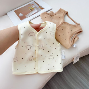 卡通婴儿男女宝宝薄绒马甲加绒春秋冬季 保暖中厚儿童双面绒小开衫