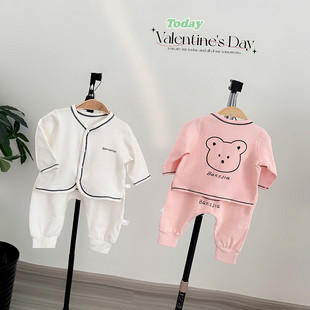 春秋季宝宝纯棉衣服婴儿无骨分体二件套小月龄婴幼儿休闲套装秋装