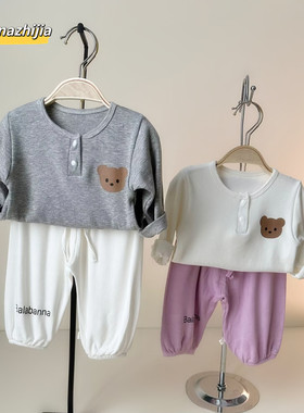 网红款男女宝宝春夏款薄款婴儿二件套儿童弹力休闲洋气分体套装