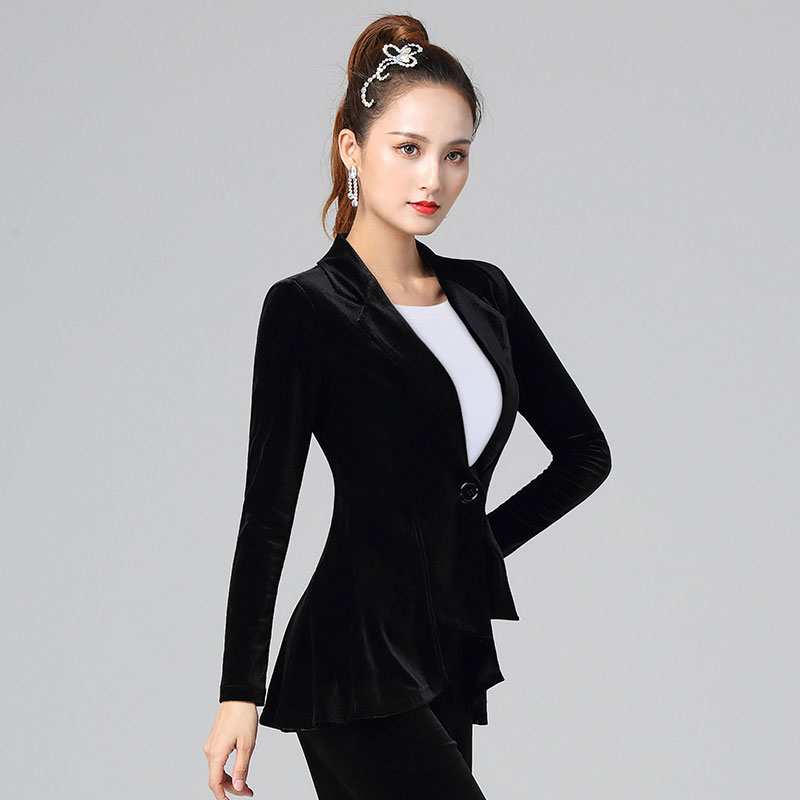 丝绒摩登舞表演服丹宝罗秋冬外套