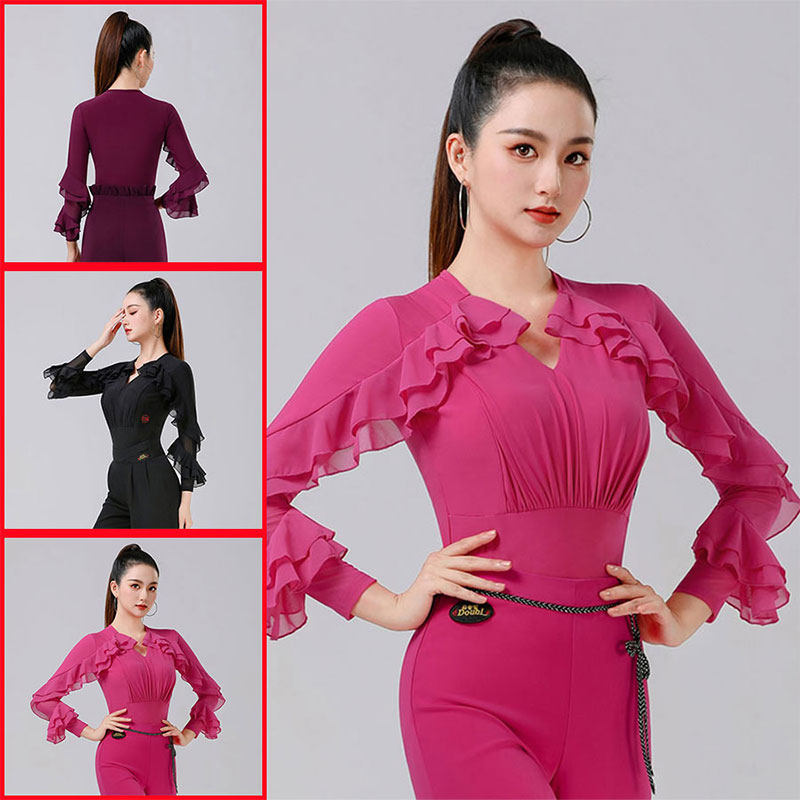 连体衣舞蹈服丹宝罗成人自带胸垫