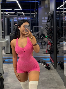 KIYAPEACH顾 bombshell连体新款雪花短裤瑜伽健身