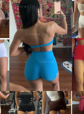 KIYA PEACH 顾ONER九色短裤女高弹速干裸感紧身蜜桃臀健身三分裤