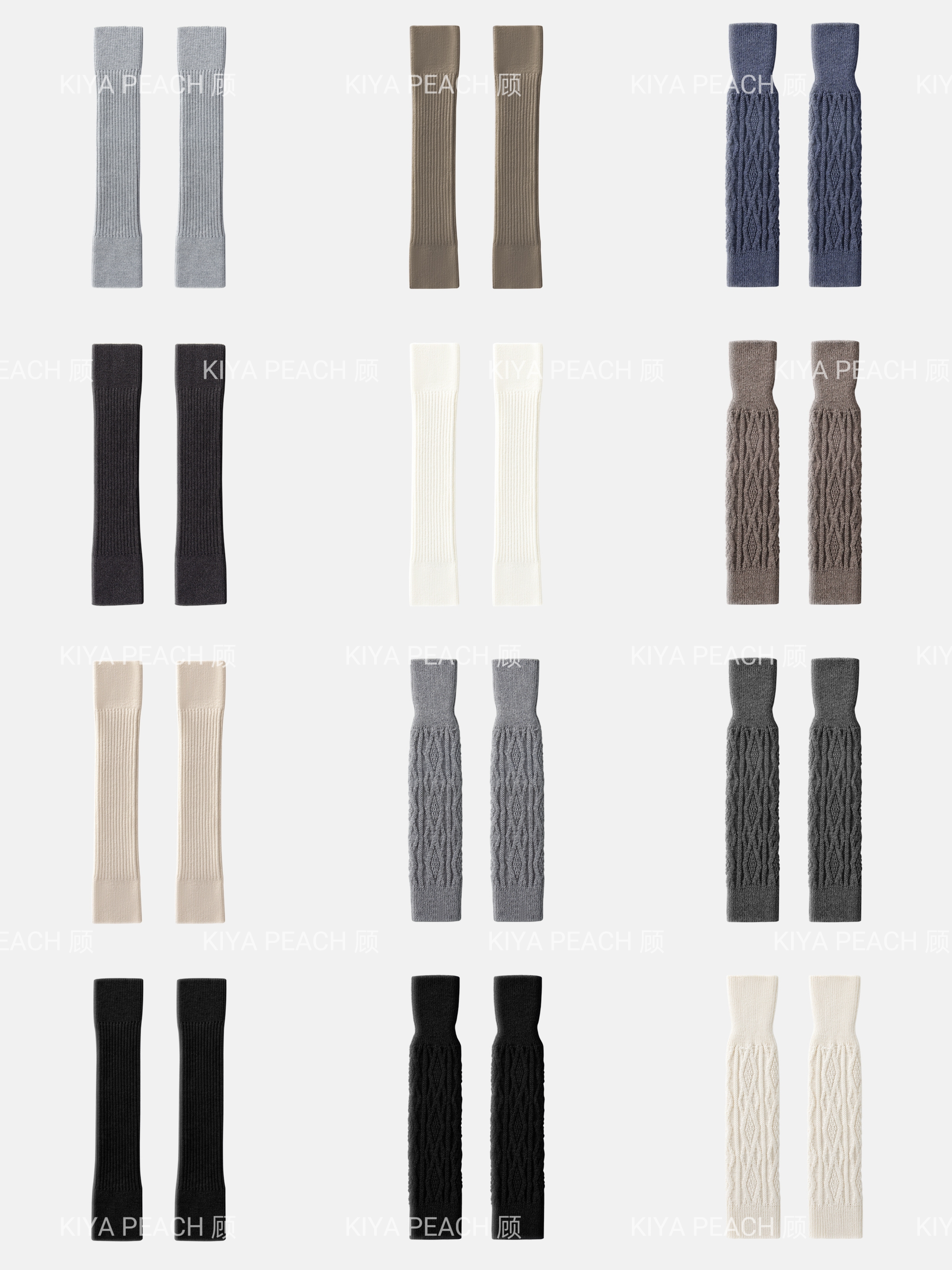 KIYA PEACH 顾复古菱格麻花袜套堆堆袜加厚秋冬翻边袜中筒袜腿套