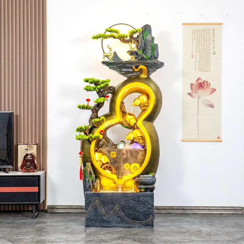 精选中式招财流水摆件摆件循环水鱼缸客厅落地葫芦风水轮乔迁开业,家居饰品,装饰摆件,淘宝优惠券,粉丝福利购,淘宝优惠卷