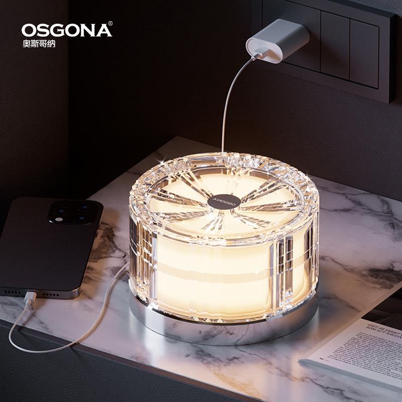 奥斯哥纳︱轻奢水晶台灯卧室床头玄关托 托盘高级氛围感小夜灯︱