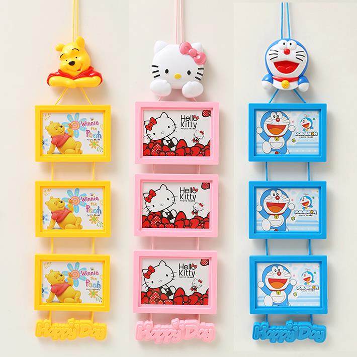 创意卡通可爱7寸相框挂墙组合连身挂三联相架宝宝儿童房照片框