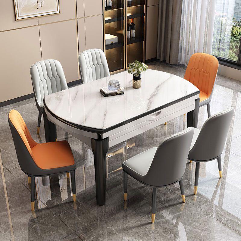 岩板餐桌椅组合现代简约轻奢家用小户型伸缩折叠吃饭桌子可变圆桌