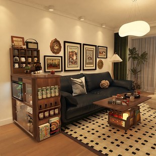 精选形影家具吧台桌伸缩岛台窄折叠餐桌一体沙发隔断边柜中古风酒