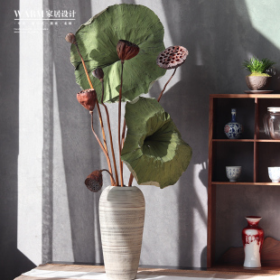 莲蓬干花花束真花摆件客厅摆设花瓶高级感风干荷叶荷花天然新中式