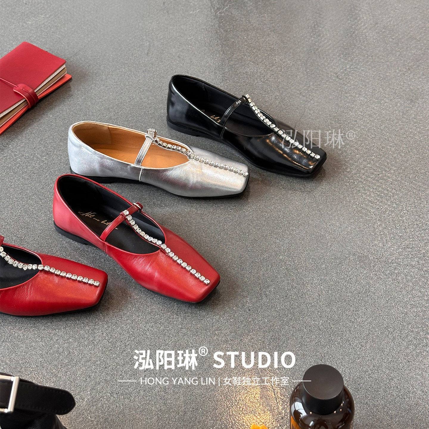 泓阳琳～水钻平底玛丽珍鞋女2026春季新款方头一字扣软皮银色单鞋,女鞋,玛丽珍鞋,淘宝优惠券,粉丝福利购,淘宝优惠卷