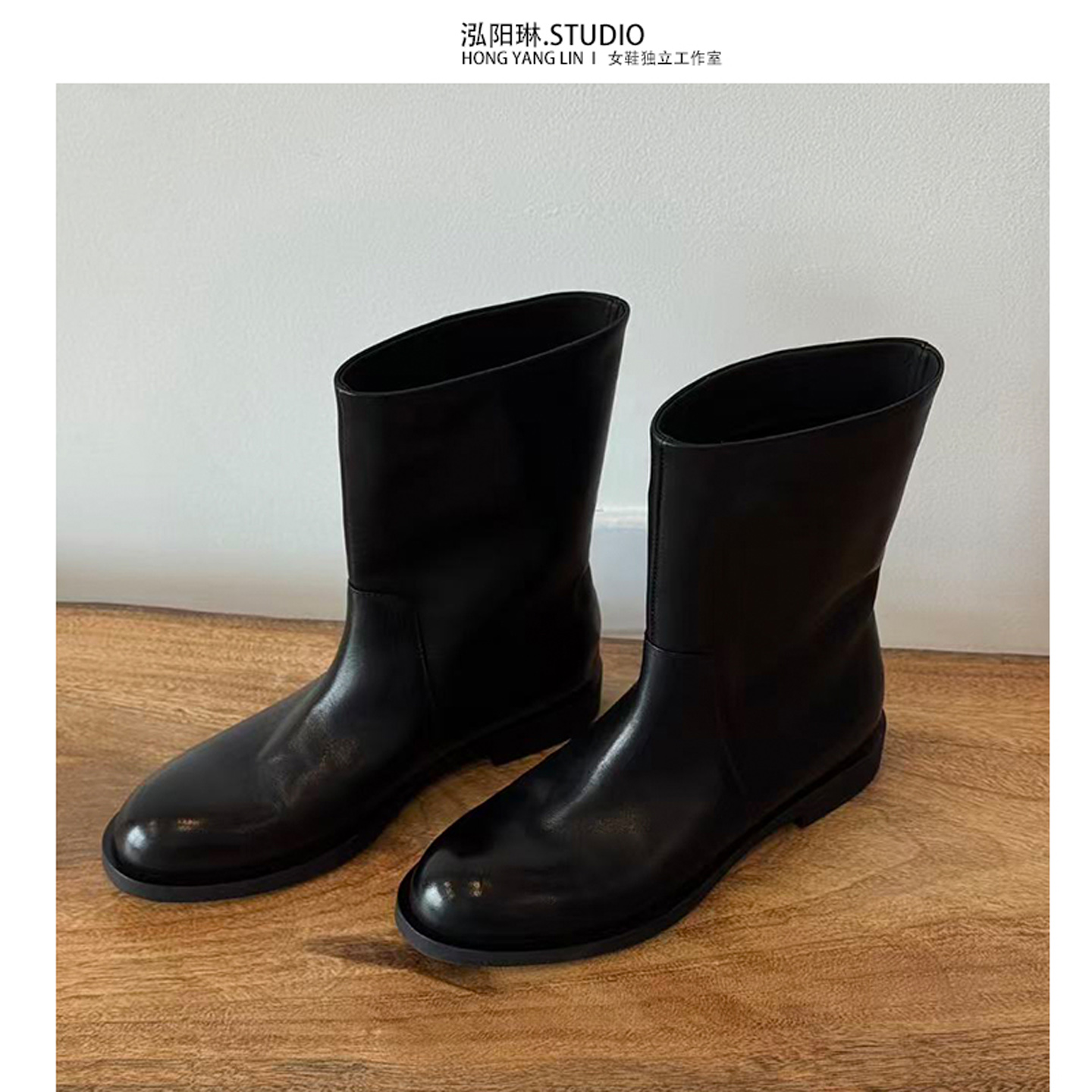 泓阳琳~黑色短靴女马丁靴