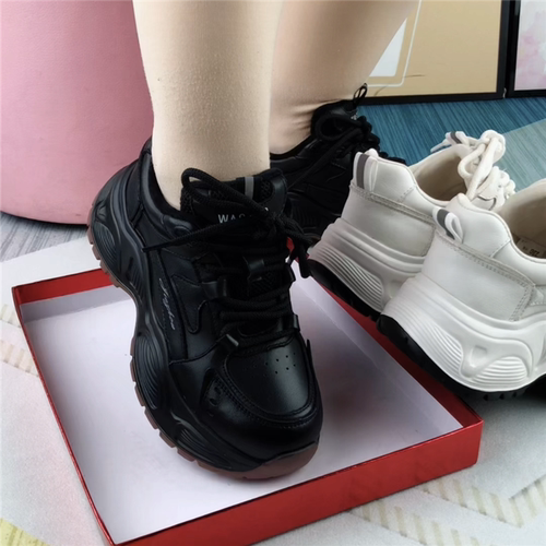 厚底休闲鞋女真皮老爹鞋