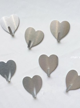 韩国INS简约爱心桃心银色不锈钢挂钩免钉无痕粘钩墙壁创意钩甩卖