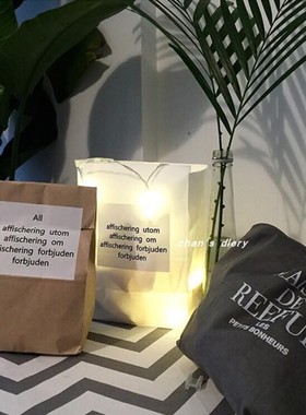 ins礼品购物纸袋小号拍摄道具收纳收纳储物袋白色牛皮方底食品