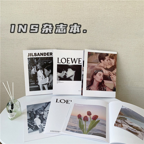 ins英文杂志封面摆拍书本a4模特