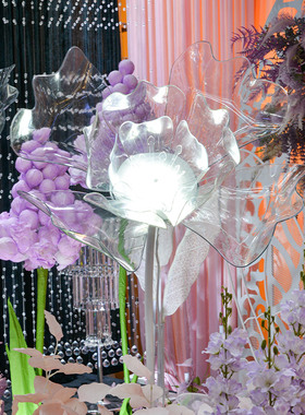 橱窗装饰花灯发光水晶花摆件落地