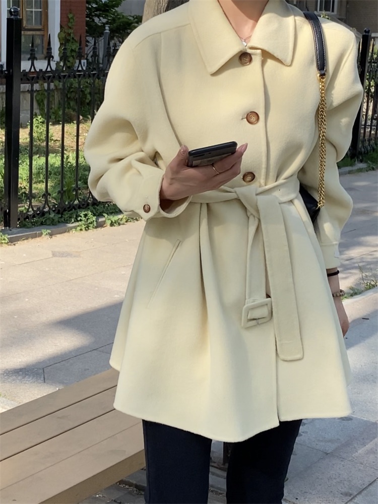 双面羊绒大衣女短款小个子