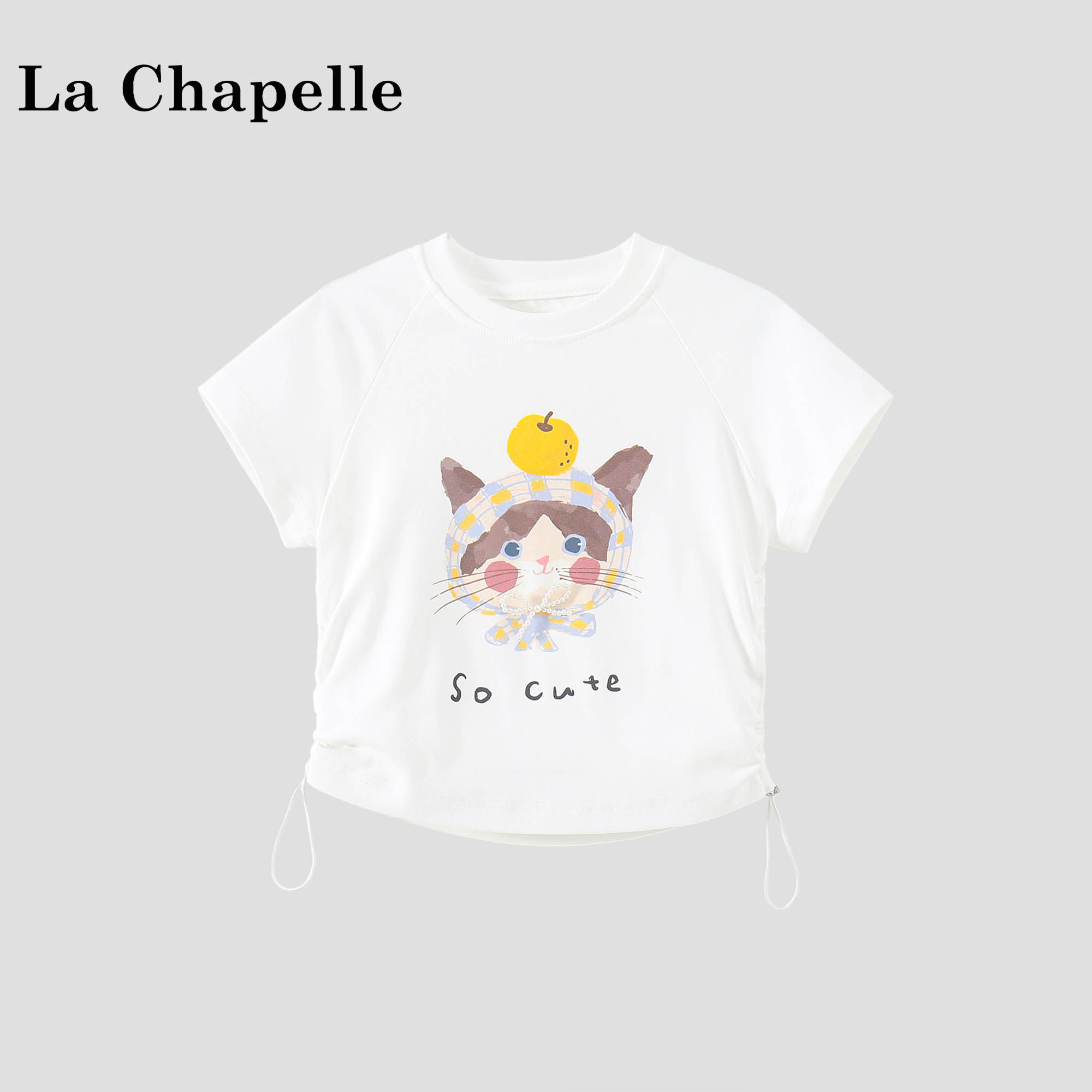 拉夏贝尔女童超好看短袖T恤2026新款小女孩猫咪印花上衣夏装薄款
