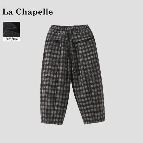 La Chapelle【拉夏贝尔】时尚冬季女童洋气格子加绒休闲裤LA3818