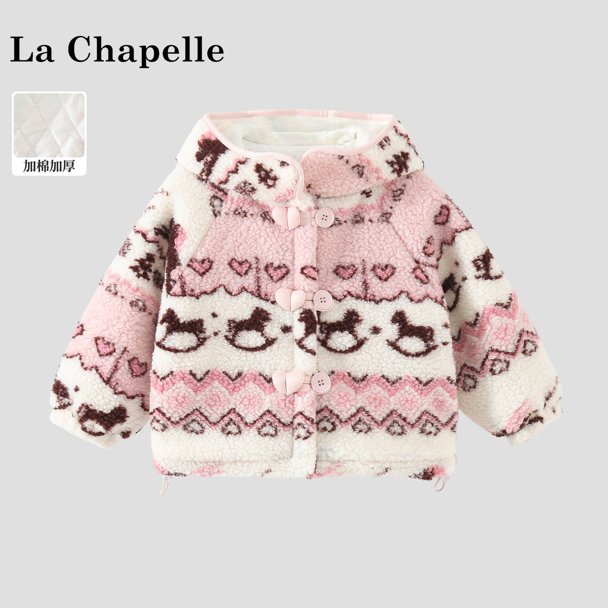 La Chapelle【拉夏贝尔】时尚女童冬季卡通夹棉毛毛衣外套LA3933