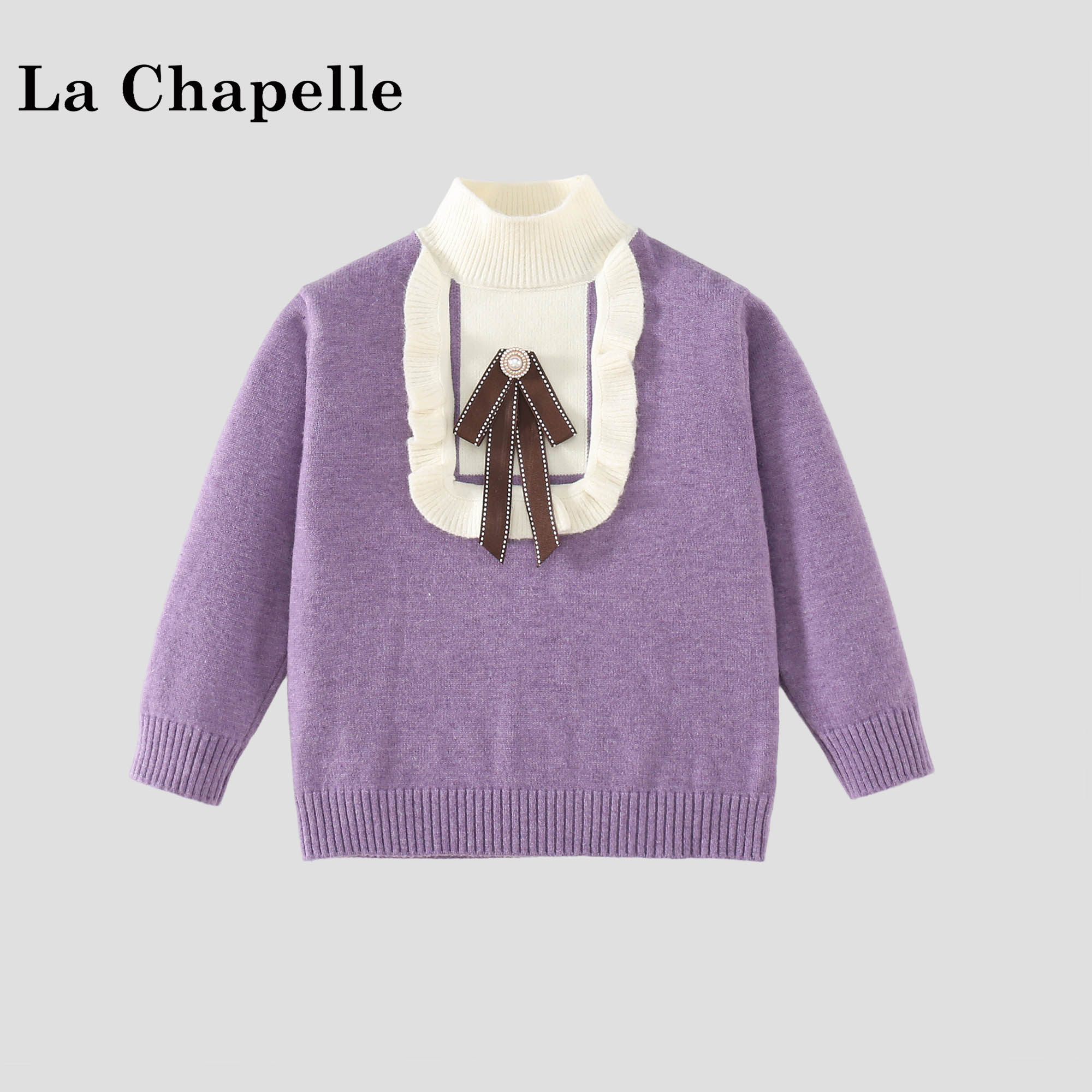 La Chapelle【拉夏贝尔】秋冬季女童半高领保暖针织毛衣LA4061