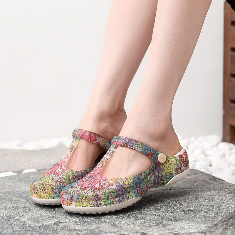 洞洞鞋女夏季外穿拖鞋防滑厚底沙滩鞋软底果冻包头护士凉鞋包头拖