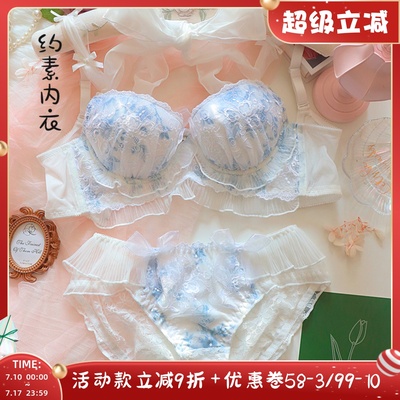 纯纯古典风高雅青花刺绣内衣日系