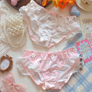 约素 晚安猫咪~纯欲日系内裤女生甜美洛丽塔可爱舒适内裤平价学生