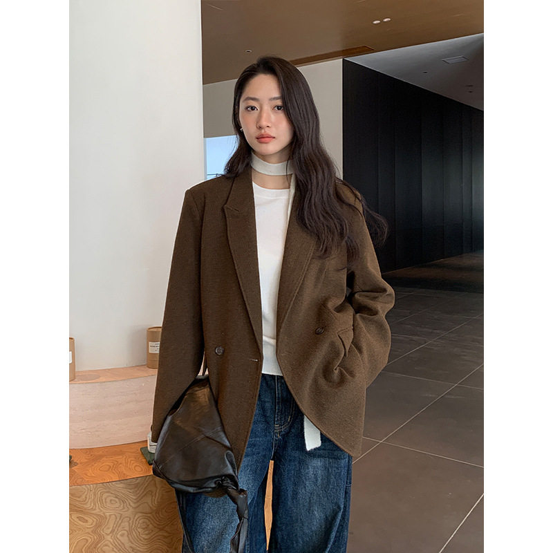 桐宝the mind羊毛感西装外套女2025秋冬新款韩版毛呢西服t5683q