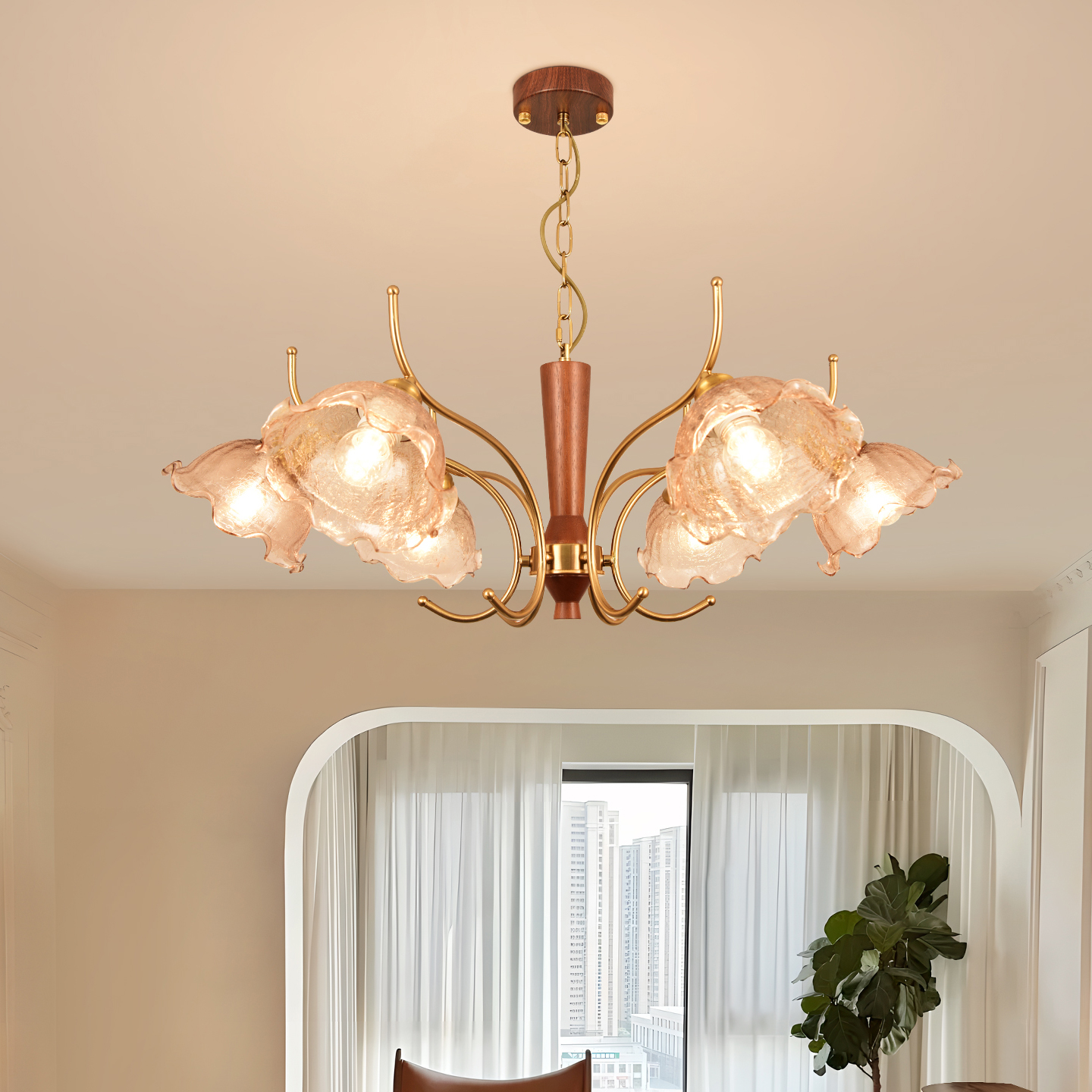 法式田园客厅吊灯中古书房玄关北欧轻奢复古个性创意玻璃氛围灯具