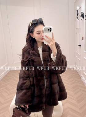 【WK】“长歌泛雪”进口短二横排全挖削水貂皮草外套 K26102