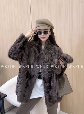 【WK】“琥珀流光”高端线小湖羊0压感双面穿羊皮毛一体外套K0915