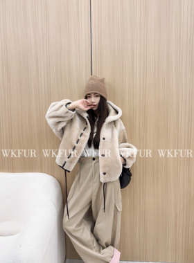 【WK】“雪顶暖炉”土耳其进口美利奴羊皮毛一体皮草外套 K819