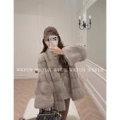 K26102 进口短二横排全挖削水貂皮草外套 长歌泛雪