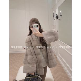 进口短二横排全挖削水貂皮草外套 长歌泛雪 K26102