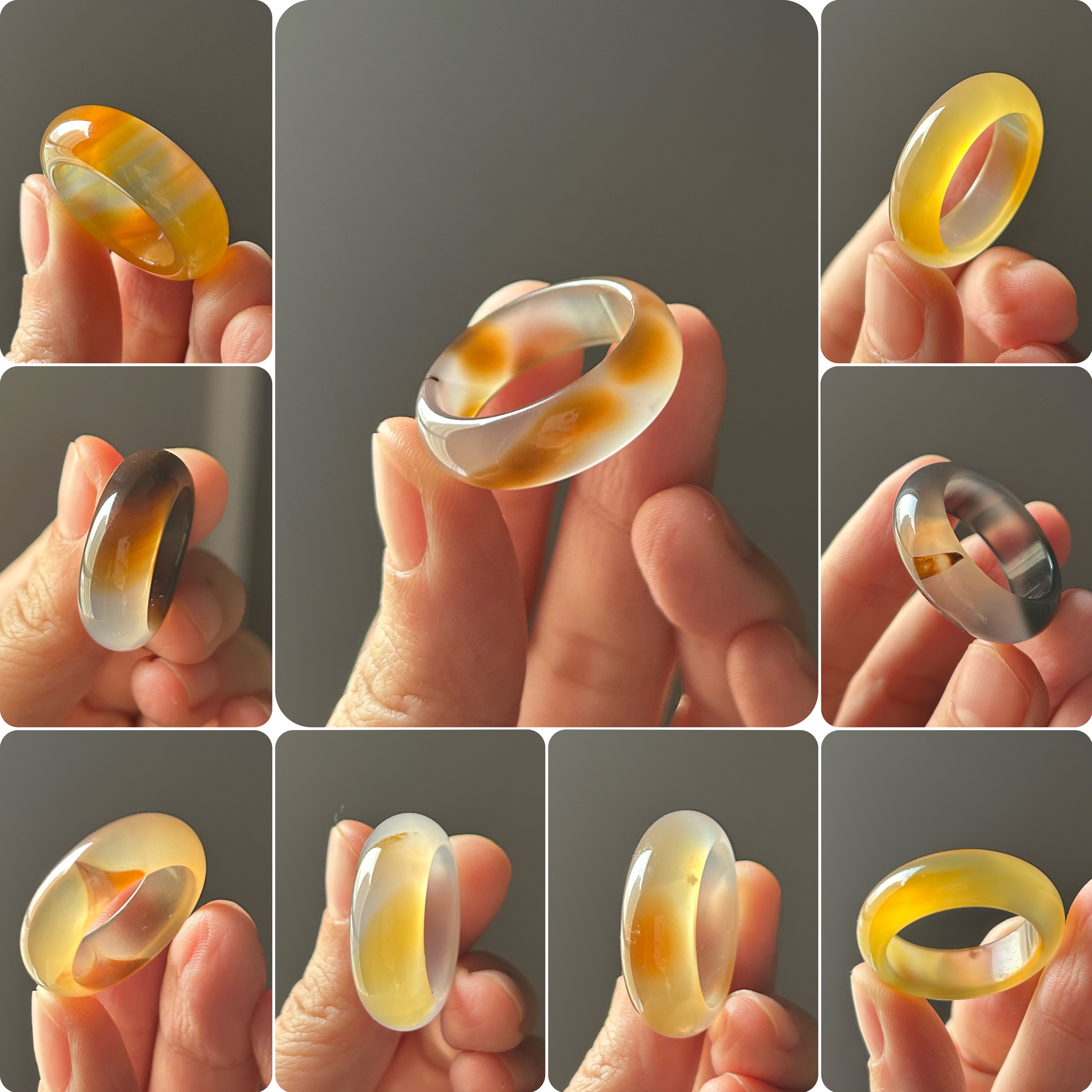 七日拂晓 扳指系列 大口径 巴西冰种冰透玛瑙 玉髓口径 19-21-22