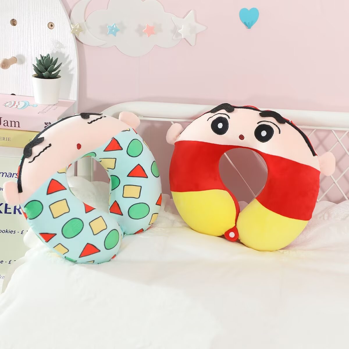 蜡笔小新记忆棉U型枕卡通颈枕便携式可拆洗护颈枕头办公旅行头枕