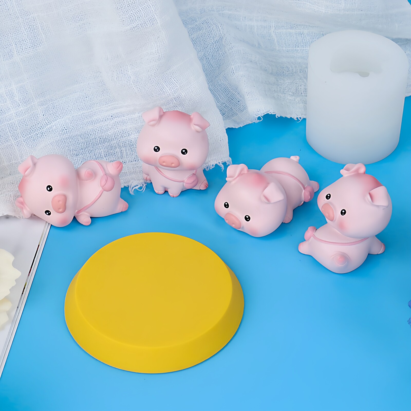 可爱卡通动物小猪硅胶模具乖巧趴趴猪滴胶树脂摆件香薰石膏diy模
