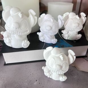 diy卡通立体史迪仔硅胶模具 车载香薰石膏蜡烛装饰摆件树脂滴胶模