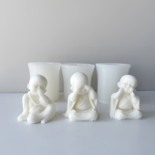 网红小和尚香薰蜡烛硅胶模具 diy禅意小沙弥佛像车载摆件石膏模具