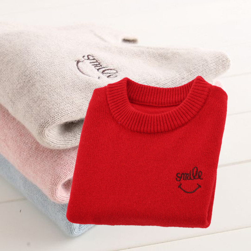 秋冬款儿童羊绒衫宝宝套头针织羊毛衫中大童男童女童圆领纯色毛衣