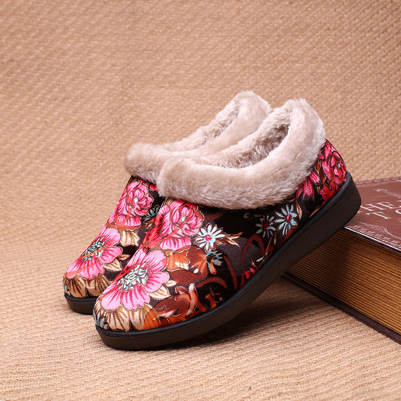 穆勒鞋北京刺绣绣花花朵棉鞋