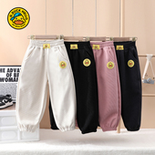 哈罗小黄鸭儿童加绒裤 子 中小童一体绒裤 秋冬女童休闲裤 男童运动裤