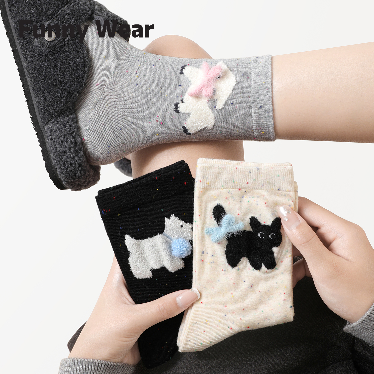 袜子女中筒袜秋冬季点子纱无骨袜