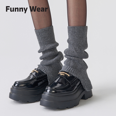 袜套女秋冬季深灰色堆堆袜搭配连裤袜鲨鱼裤加厚保暖白色针织腿套