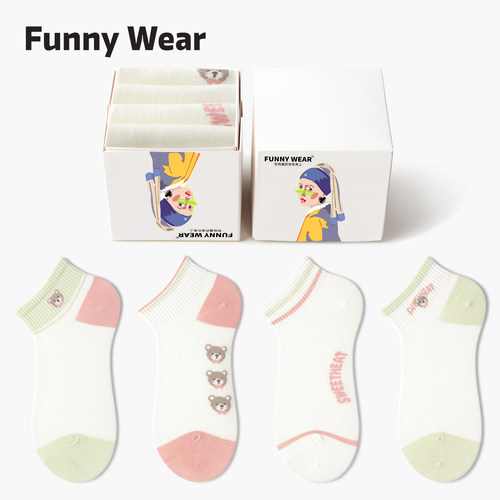 袜子女夏季薄款短袜卡通中短筒棉